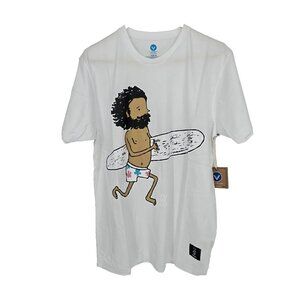 Vast Life Size Medium Mens T-Shirt Whie Surf Yogi Graphic Top NWT
